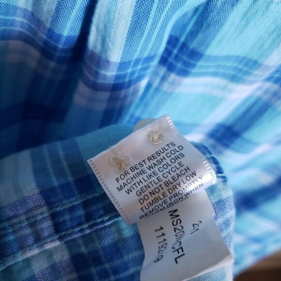 Peter Millar Seaside Plaid Long Sleeve Shirt Button Down Aqua Blue Size Mens XXL - Picture 11 of 11